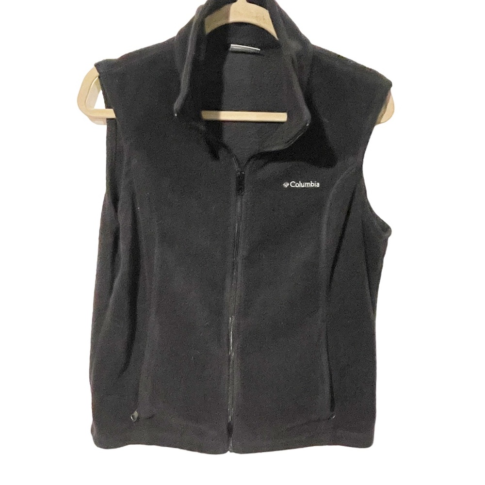Columbia Size Large Black‎ Fleece Full Zip Sleeveless Vest Outerwear